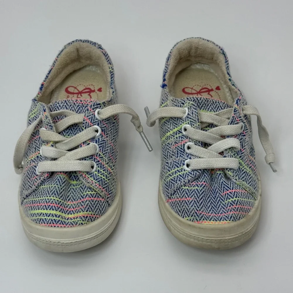 Lil‎ Lollies Girls Size 8M Blue Multi Chevron Textile Comfort Fit Sneakers